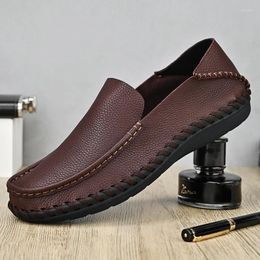 Chaussures décontractées cuir authentique pour les hommes Slip on Mocas