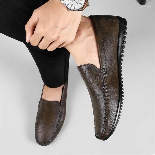 Chaussures décontractées en cuir véritable mocassins de luxe pour hommes conduite italienne à la main confortable vache mocassin souple