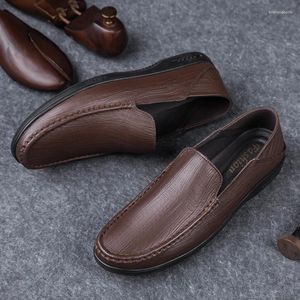 Casual Schoenen Echt Leer Heren Herfst Winter Platte Loafers Zwart Bruin Man Luxe Slip Op Boot Zakelijke Schoen