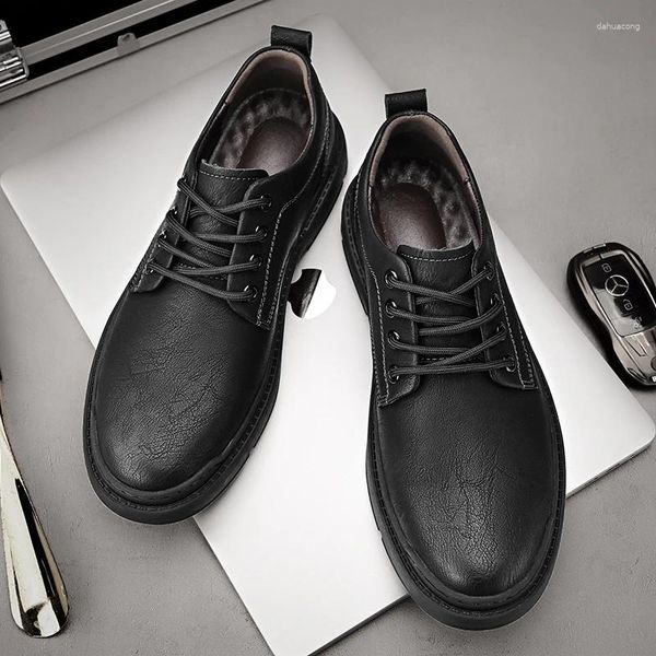 Zapatos casuales hombres de cuero genuino mocasines versátiles de estilo británico de estilo británico calzado hecho a mano