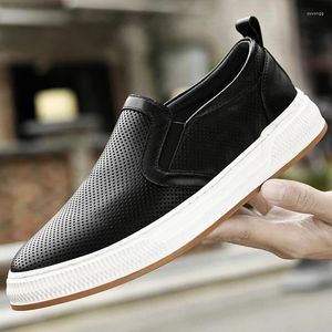 Casual schoenen Echte lederen mannen Designer Loafers Zomer Adem Lazy Outdoor Hollow Out Driving Mocassins