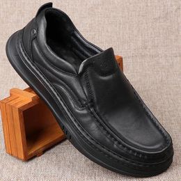 Chaussures décontractées en cuir authentique Joker Business d'âge moyen Business Souffardable Sous-semelles Soft Bottom Flats M2307