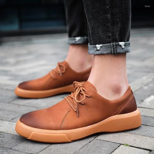 Chaussures décontractées en cuir véritable en cuir étanché