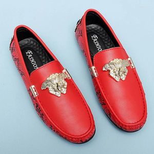 Chaussures décontractées en cuir authentique robe de luxe créatrice de luxe Snakekin mocassins mâles de fête mâle mocassins à plat pour hommes chaussures