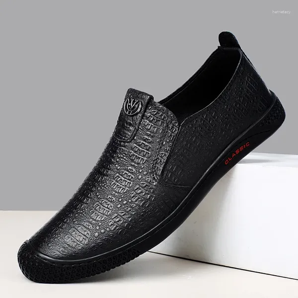 Chaussures décontractées en cuir en cuir mocassins confortables pour hommes de conduite masculine homme crocodile motif masculin mocassins