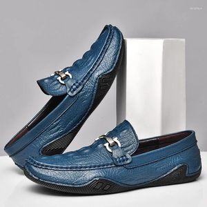 Chaussures décontractées en cuir authentique Mandons masculins luxueux MOCCASINS Italiens Slip Breatch sur le motif de crocodile Drive