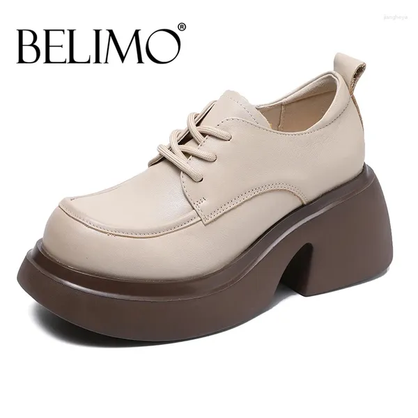 Chaussures décontractées en cuir véritable plate-forme Penny mocassins pour femmes à lacets femme Oxfords luxe appartements unique femme printemps été 2024