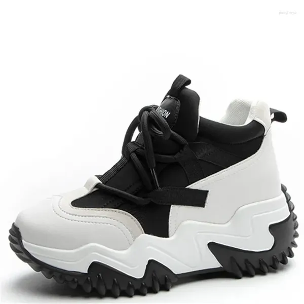 Chaussures décontractées Sport en cuir authentique pour femmes Automne Fashion mixte Plate-forme de couleur mixte cale blanche Sneaker Femelle Tennis respirant