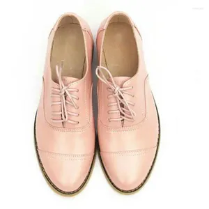 Chaussures décontractées en cuir véritable Vintage Brogue Zapatos Mujer couleur mixte à lacets femmes grands Yards 45 fond souple plat