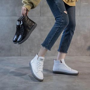 Casual schoenen Echte leren vrouw enkelschoenen koehide zacht pees Sole dames winter fleece sneeuw