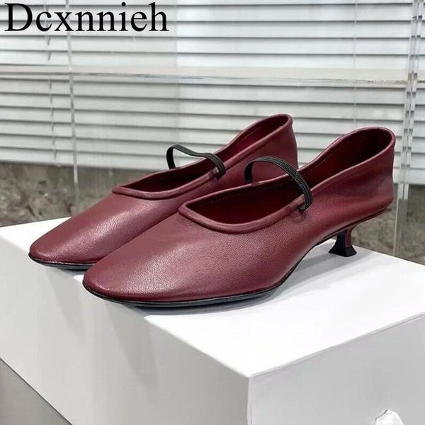 Chaussures décontractées en cuir véritable pour femmes, chaussures de Ballet à bout rond, à talons fins, simples, confortables, ajourées, couleur unie, sans lacet