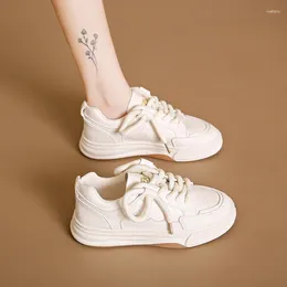 Chaussures décontractées en cuir authentique Little White White Versatile Coréen Board Shoe épaisse semelle de plate-forme Sneakers Zapatos para Mujeres