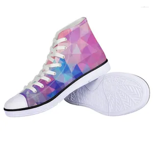 Casual schoenen Geometrisch patroon Dames Sneakers Flats 3D-printen Dames Comfortabel Hoog vulcaniseer Zapatos Hombre Wandelen