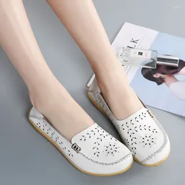 Casual Schoenen GILAUGH Vrouwen Lederen Flats 2024 Mode Slip-On vrouwen Platte Ademend Zacht Rijden Loafers Vrouw Mocassins