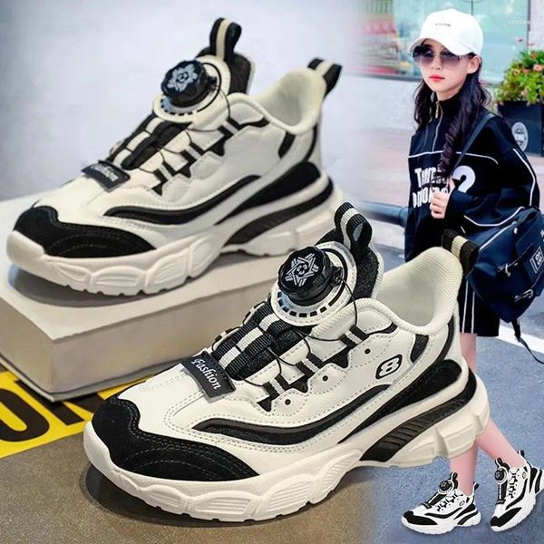 Chaussures décontractées Sneakers Girls 2024 Rotation boucle Boucle non glissée Tenche de sport Sports Breatch Running Running pour enfants