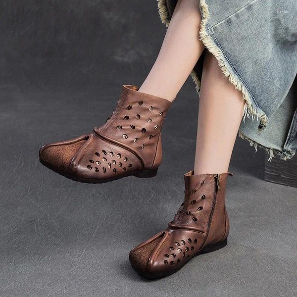 Zapatos casuales gktinoo retro hechas hechas a mano botas de verano 2024 sandalias de cuero genuinas versátiles para mujeres