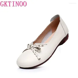 Chaussures décontractées gktinoo femmes dames maman femme véritable en cuir flats mots de boucles à bout de souffle en douceur plus taille 43