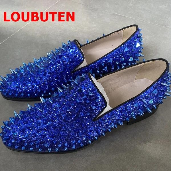 Zapatos casuales Glitter Men brillantes de mocasines con púas Hombres de lentejuelas