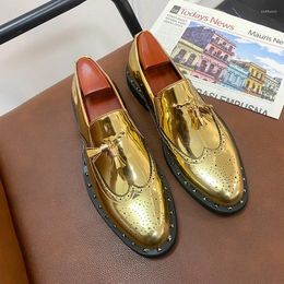 Casual schoenen gouden loafers voor mannen ademende slip-on lente herfst handgemaakte chaussure classique pour homme