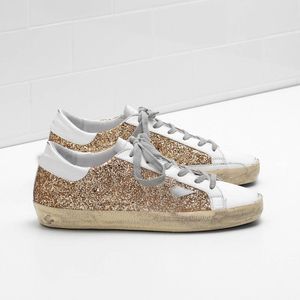 Casual schoenen gouden sneaker vrouw laag gemengd leer graffiti luipaardprint dames sneakers klassieke vuile slangenhuid hak Goldenlys Super Star