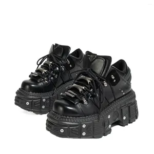 Chaussures décontractées plate-forme sombre gothique épaisse en bas de punk métal
