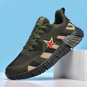 Chaussures décontractées Camouflage vert spécial pour la formation militaire des étudiants volant des sports tissés.