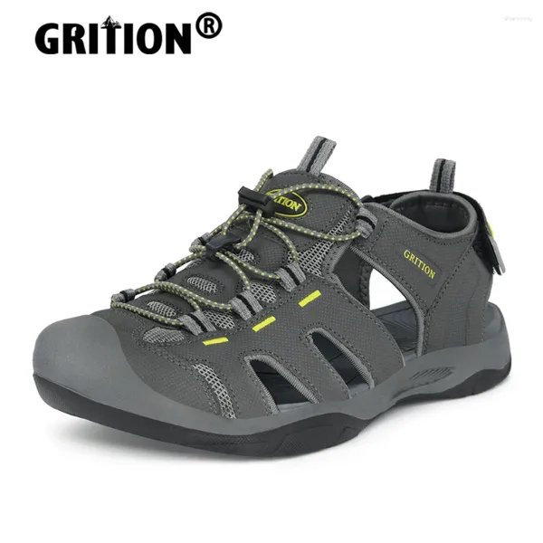 Chaussures décontractées Grition Men Sandales d'été non slip confortable Toe fermé mâle Male Breffable extérieur Trekking Rubber Sole Pantres