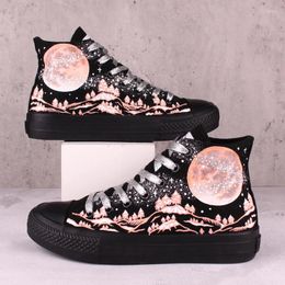 Casual schoenen handgeschilderde canvas high tops dames vrouw vulcanise bord voor mannen science fiction trendy paren