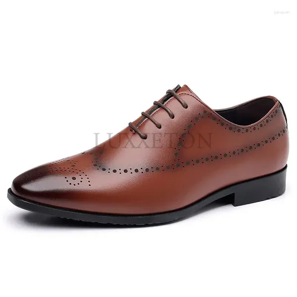 Zapatos informales para hombre hecha a mano Oxford genuino de cuero de cuero brogue brogue brogue clásico hombre formal