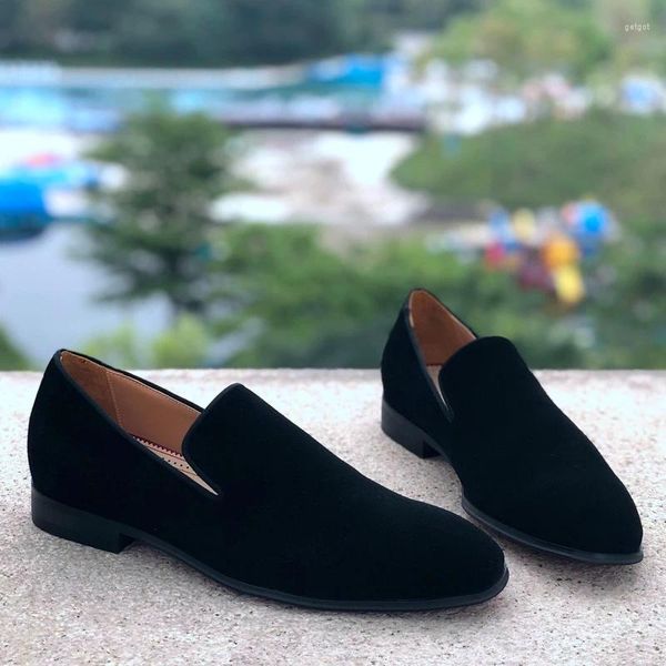 Zapatos informales de vestir formal hecha a mano Men negros Slip-On para calzado al aire libre Regalo
