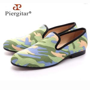 Casual schoenen Handgemaakte mannen Leger Green en Black Camouflage Loafers Man Militaire stijl Plus Size Fashion Party Smoking Slippers