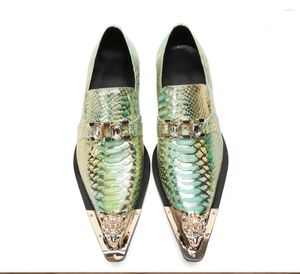 Casual schoenen handgemaakte heren groene heren luxe en gouden topmode prom banketjurk herenflats