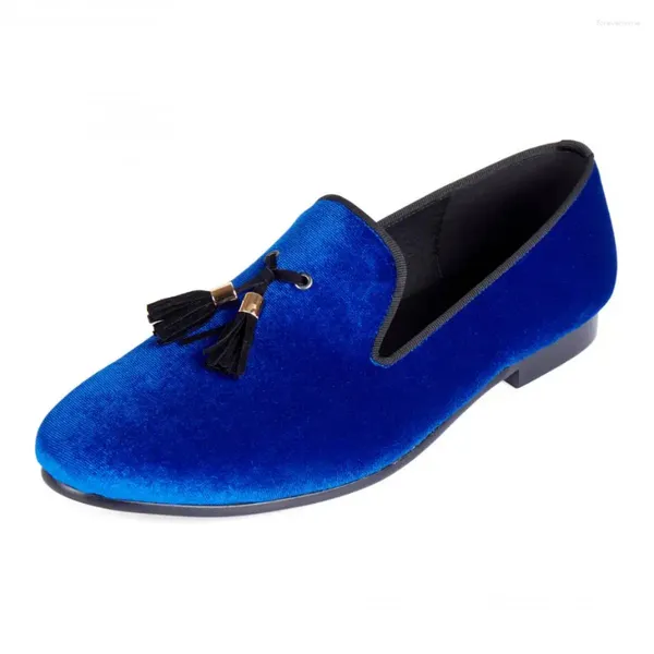 Chaussures décontractées Harpelunde Mens Blue Velvet Mandons à plateaux Tassel Taille 6-14