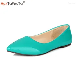 Zapatos informales Hartupeetu Flats Flats Confort Patent Leather Princess 2024 Spring Otoño 6 Colores del dedo del pie puntiagudo Tamaño 34-43