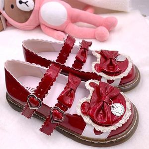 Chaussures décontractées harujuku lolita vintage rond tête anime cosplay kawaii mignon dentelle bowknot pu gothic girl loli