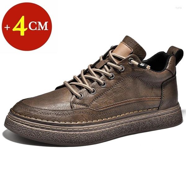 Chaussures décontractées Sole intérieure cachée 4cm Alément en cuir authentique pour hommes HEEL HEEL LISP INSERTS HAUVEMENT AUGMENT