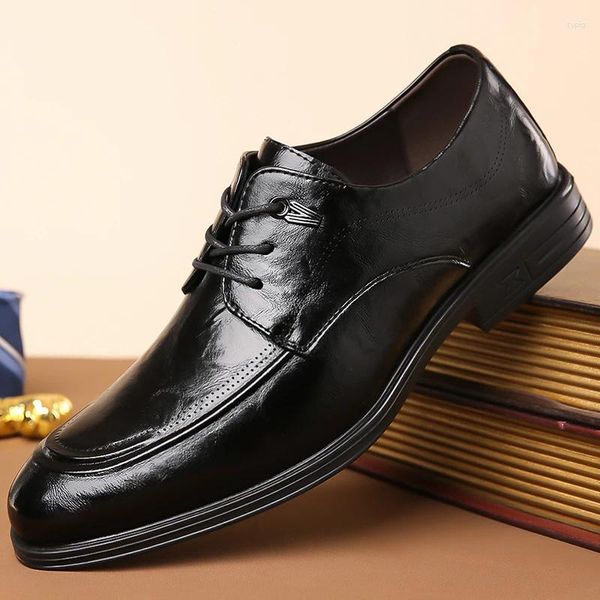 Zapatos informales de marca de gama alta para hombre, vestido de negocios de cuero genuino, desplazamientos, trabajo, conducción, entrega gratuita