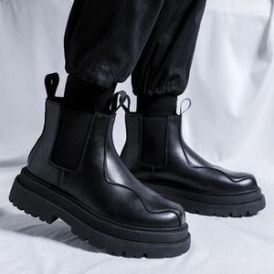 Zapatos informales de alta calidad para hombre, botas militares con plataforma, tacones masculinos con estilo, cuero genuino