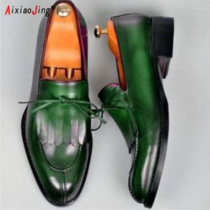 Casual schoenen van hoge kwaliteit groene loafers pu vaste kleur klassiek dagelijks tassel formeel leer