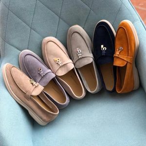Casual Schoenen Hoge Kwaliteit Loro Voor Vrouwen Luxe Designer Merk Loafers Slip-On Platte Lopen Zacht Suede Zapatos Para Mujeres