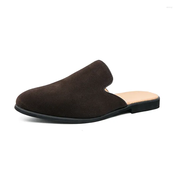 Mocassins en cuir pour hommes, chaussures décontractées de haute qualité, faites à la main, demi-pantoufles plates, paresseux, glisser confortables