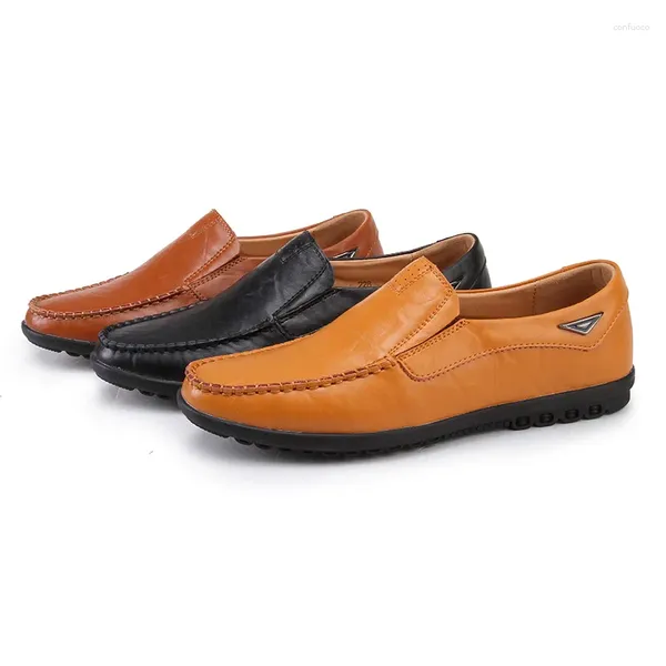 Chaussures décontractées de haute qualité Mandons de cuir en cuir masculin Couleur de pois de luxe Soft Luxur
