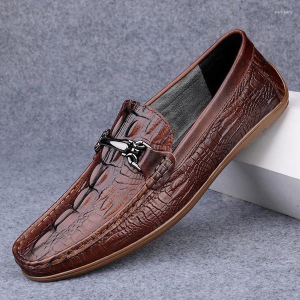 Mocassins classiques en cuir véritable pour hommes, chaussures décontractées de haute qualité, élégantes, mode mariage, conduite confortable pour adultes