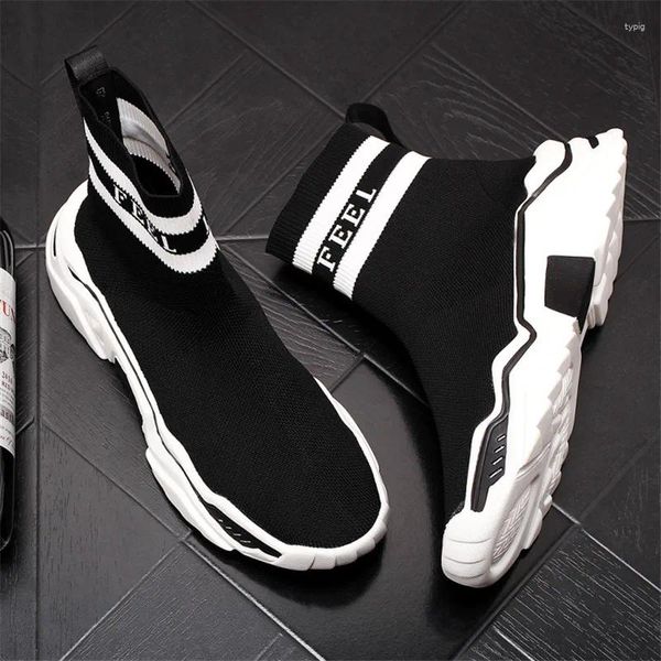 Chaussures décontractées High Top Mesh Sneakers Fashion Black Brand Designer Mens Slip on Boots Luxury Cartoon Vulcanied S79