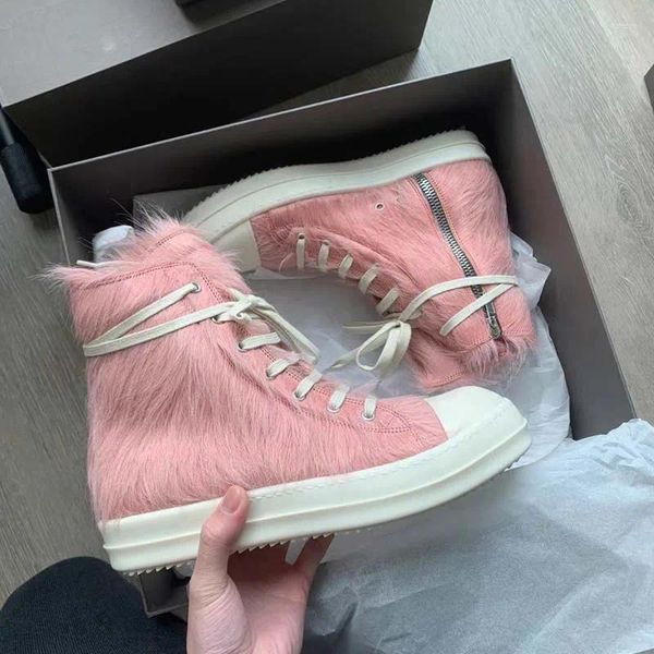 Chaussures décontractées High Top Stracts Sports Femmes 2024 Tête ronde Rose Rose Bottes courtes Fashion Side Zipper Design Flat Bottom Sneakers
