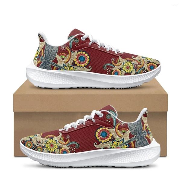 Chaussures décontractées Instantarts 2024 Marque Running For Women Men Mandala Dragonfly Print Lace-Up Sport Sneakers Anti-Slip Walking Gym