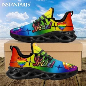 Zapatos casuales instantarts 2024 zapatillas de deporte gruesas para mujeres LGBT Pride Heartbeat Platform Vulcanize Fashion Walking Balking