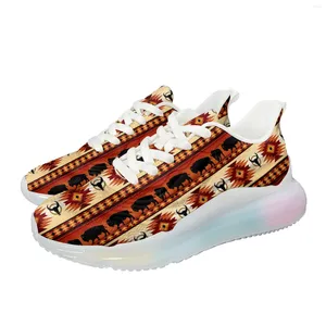 Casual schoenen Instantarts Afrikaanse tribale patronen Geometrische figuren Women's Outdoor Sneakers Kleurrijke luchtkussened veerplat