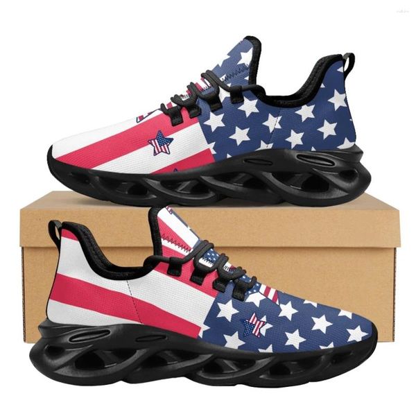 Chaussures décontractées Instantarts American Flag Ladies Personnalité Design mode Design extérieur Sports respirant confortable Coussin d'air accru