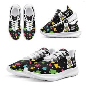 Chaussures décontractées Instantarts Autism Awareness World Running Gift for Women Cute Cartoon Bear Sneakers Women's